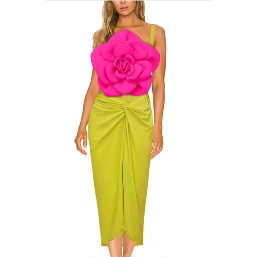 🌸Runway Flower Bodysuit Skirt Top Cover Party Outfit Dress Swimsuit Bikini Body